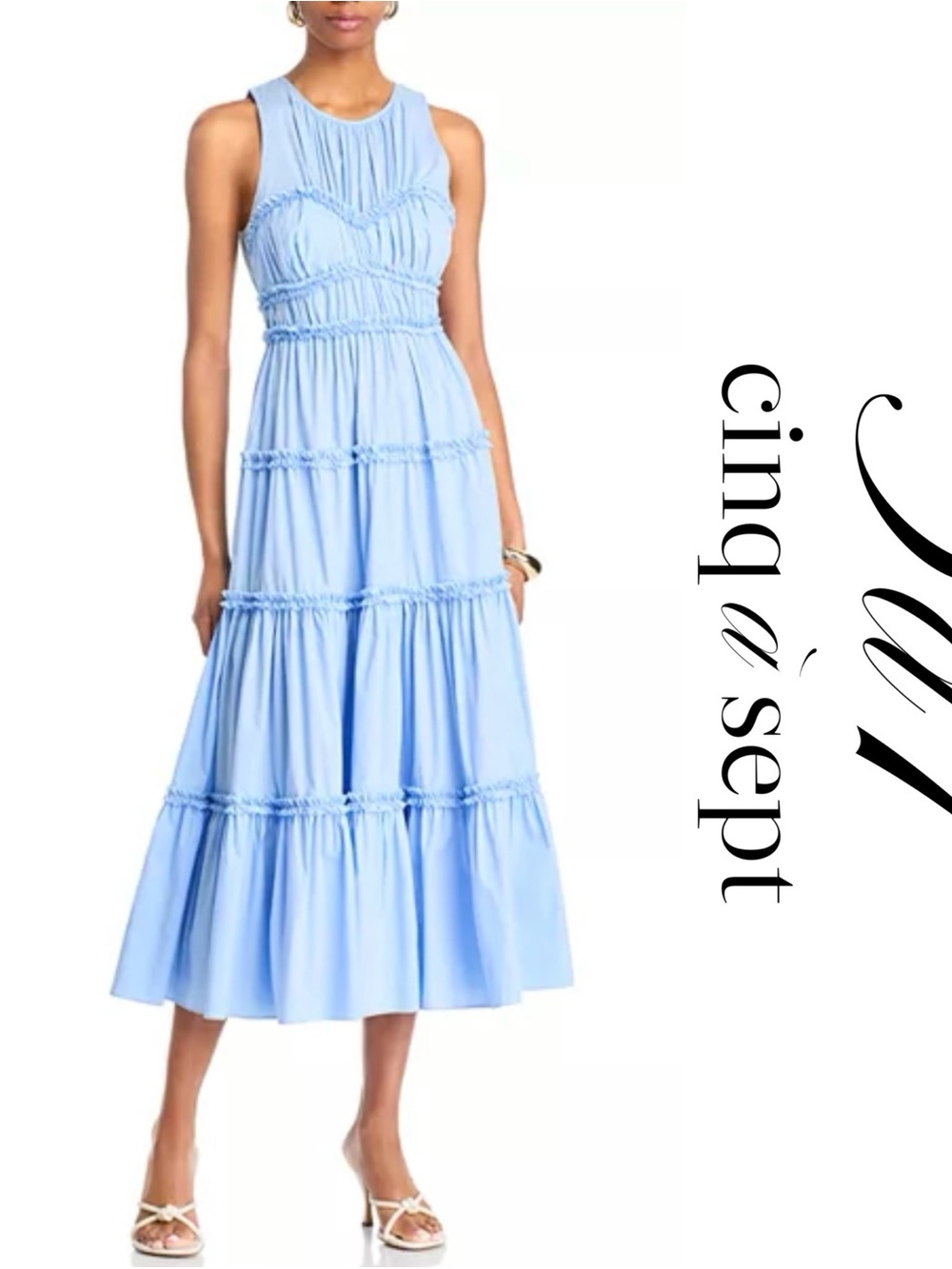 Cinq à Sept Sirrina Ruffle Tiered Light Blue Dress*NWT